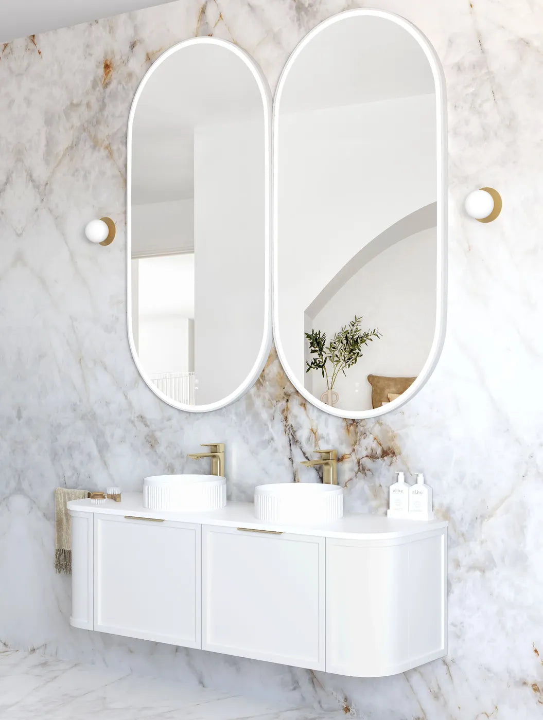 Flux Large White Oval LED Mirror