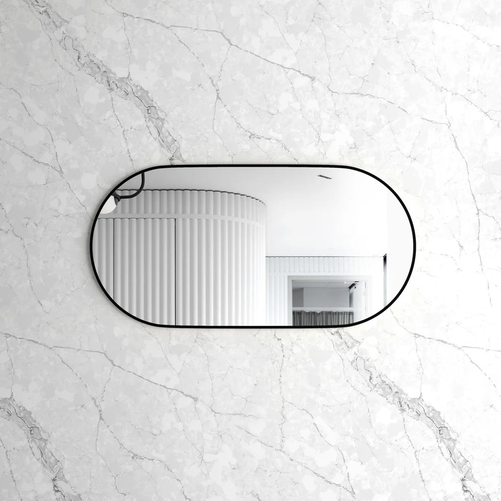 Flux Black Oval Mirror