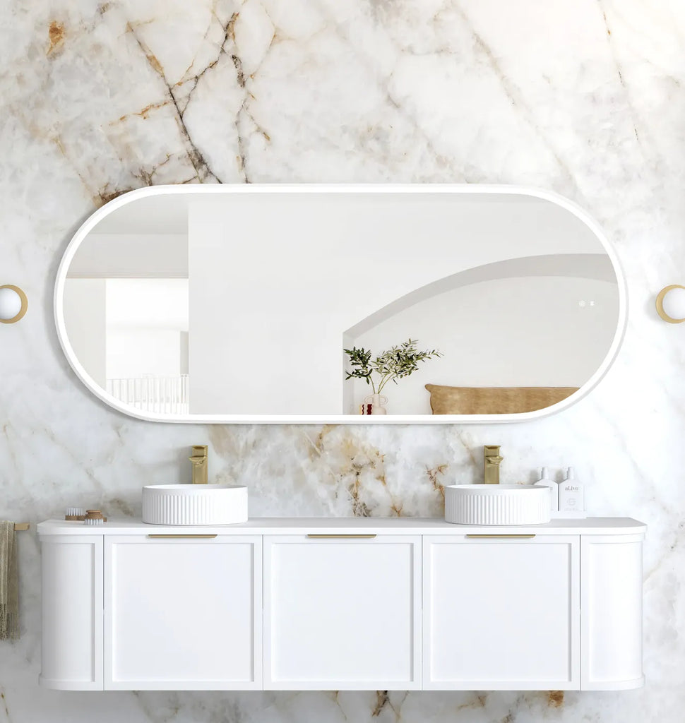 Flux Large White Oval LED Mirror