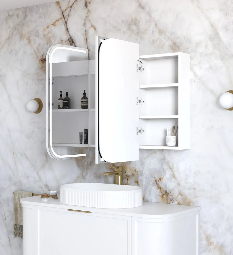 Charlie 3 Door LED Shaving Cabinet - White