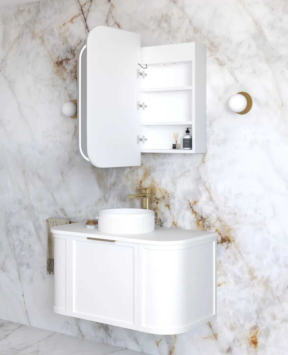 Charlie 2 Door LED Shaving Cabinet - White