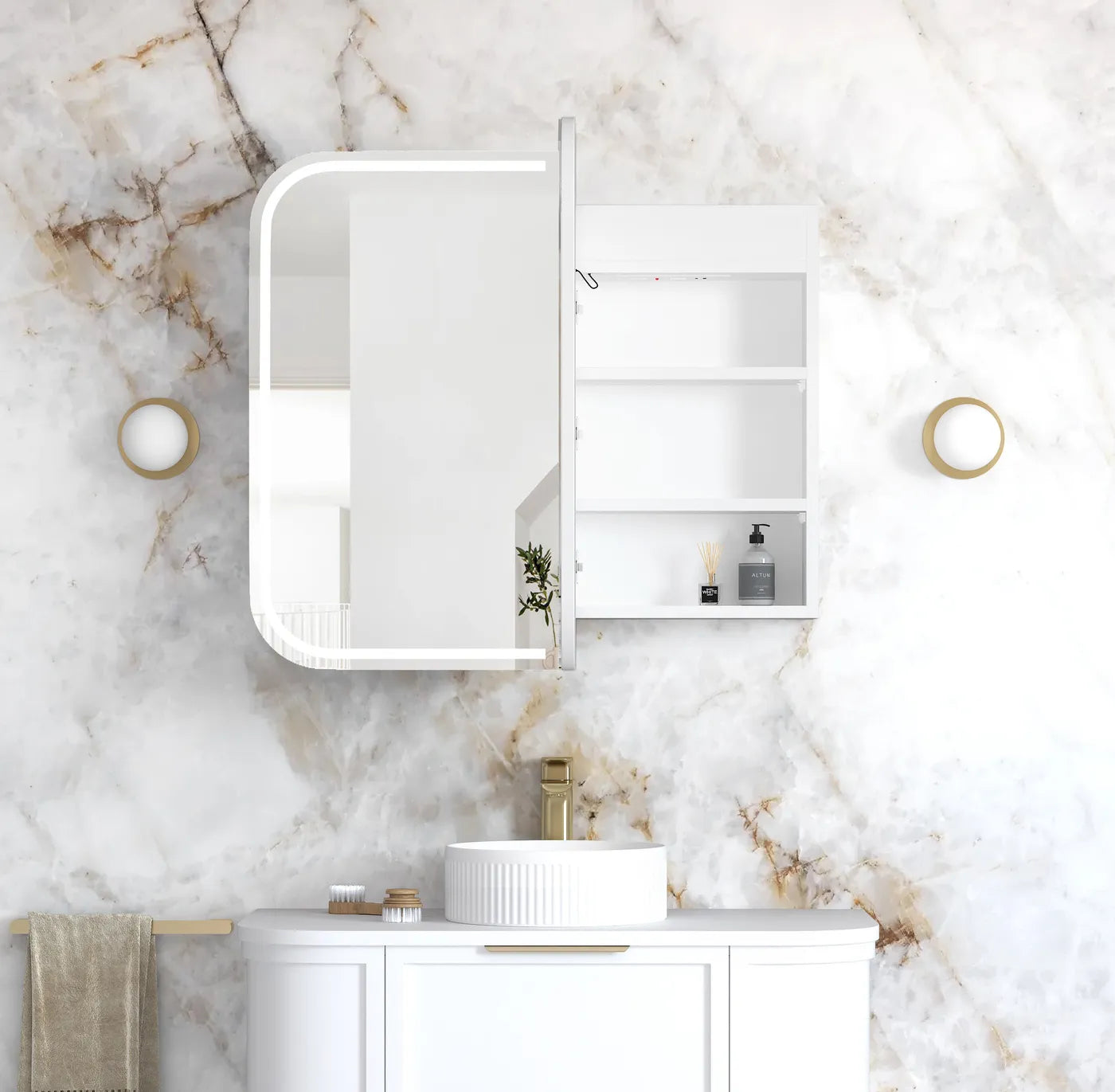 Charlie 2 Door LED Shaving Cabinet - White