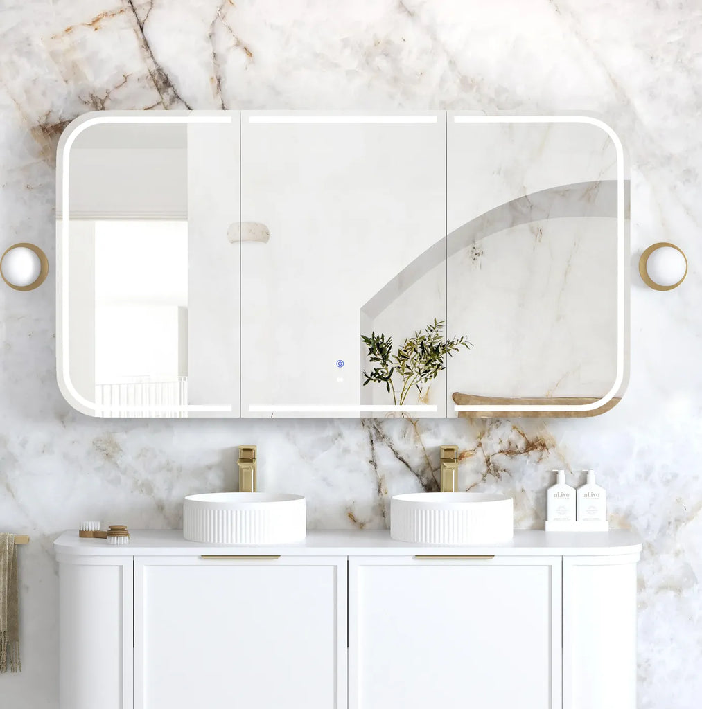 Charlie 3 Door LED Shaving Cabinet - White