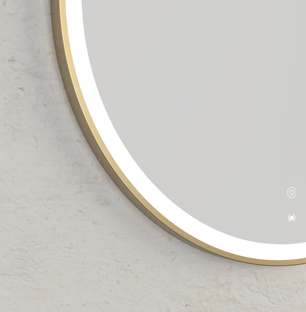 Cyrene Gold Round LED Mirror