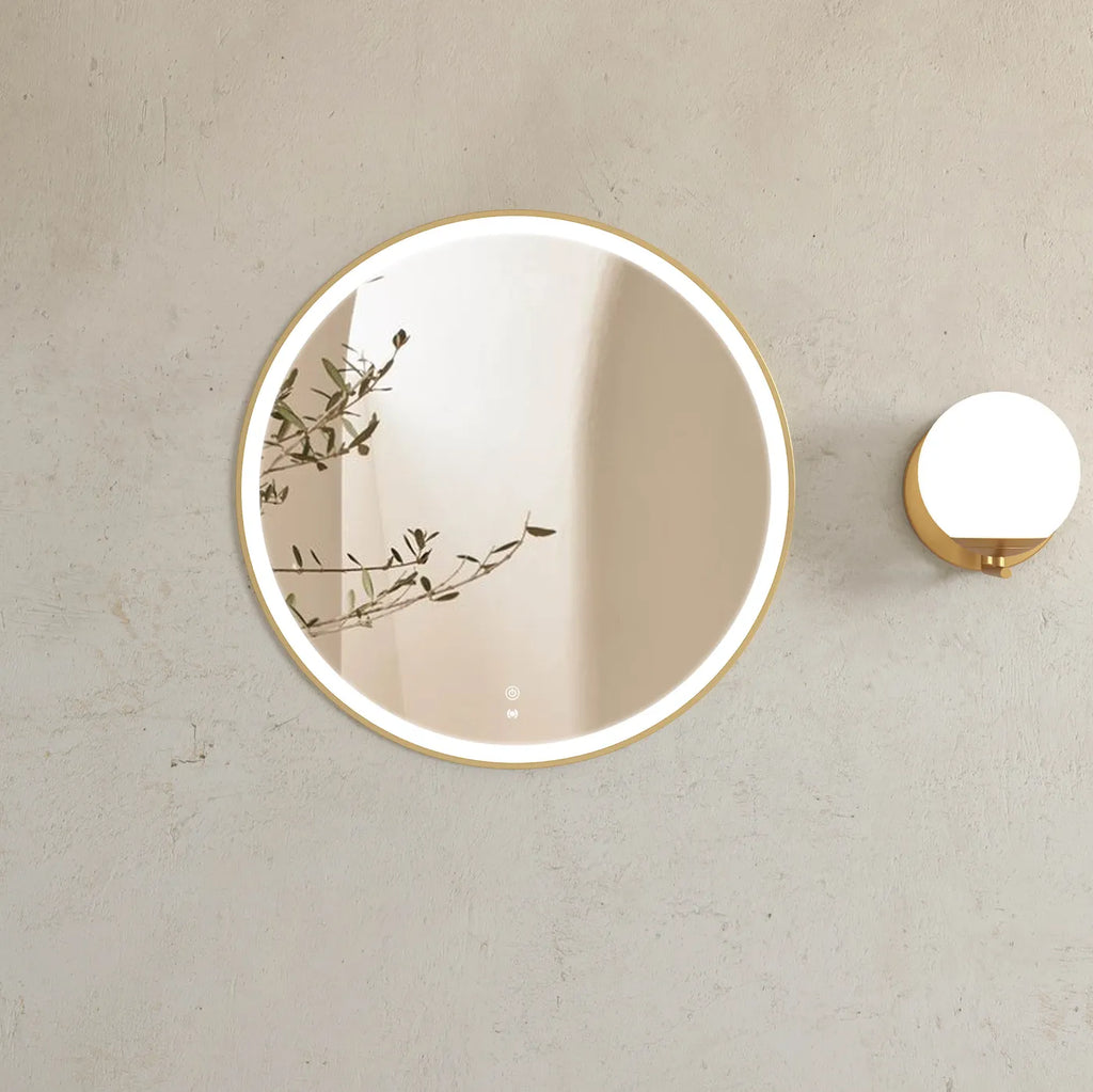 Cyrene Gold Round LED Mirror