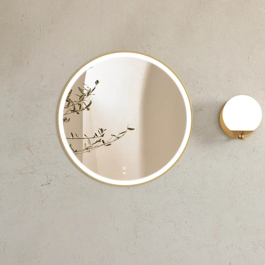 Cyrene Gold Round LED Mirror