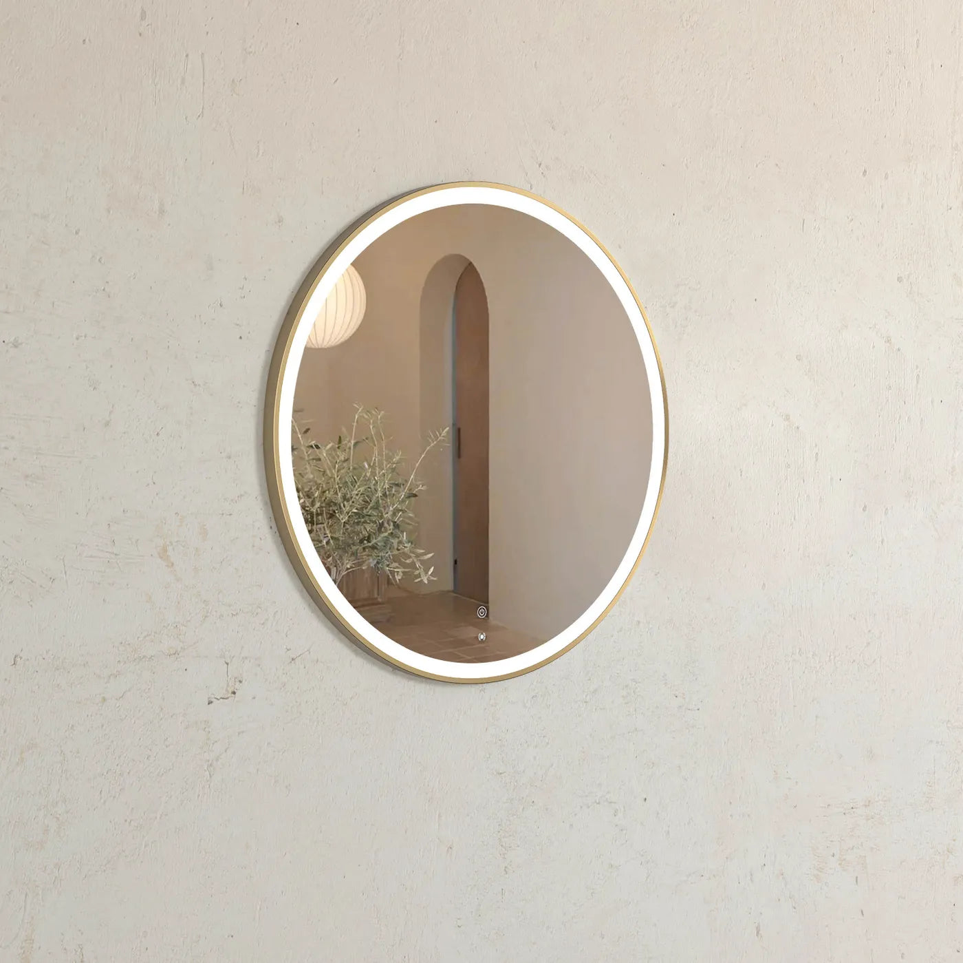 Cyrene Gold Round LED Mirror