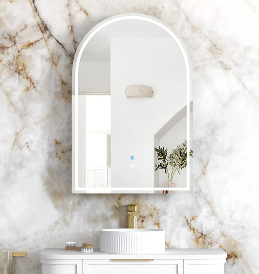 Rhodes Arched LED Shaving Cabinet - White