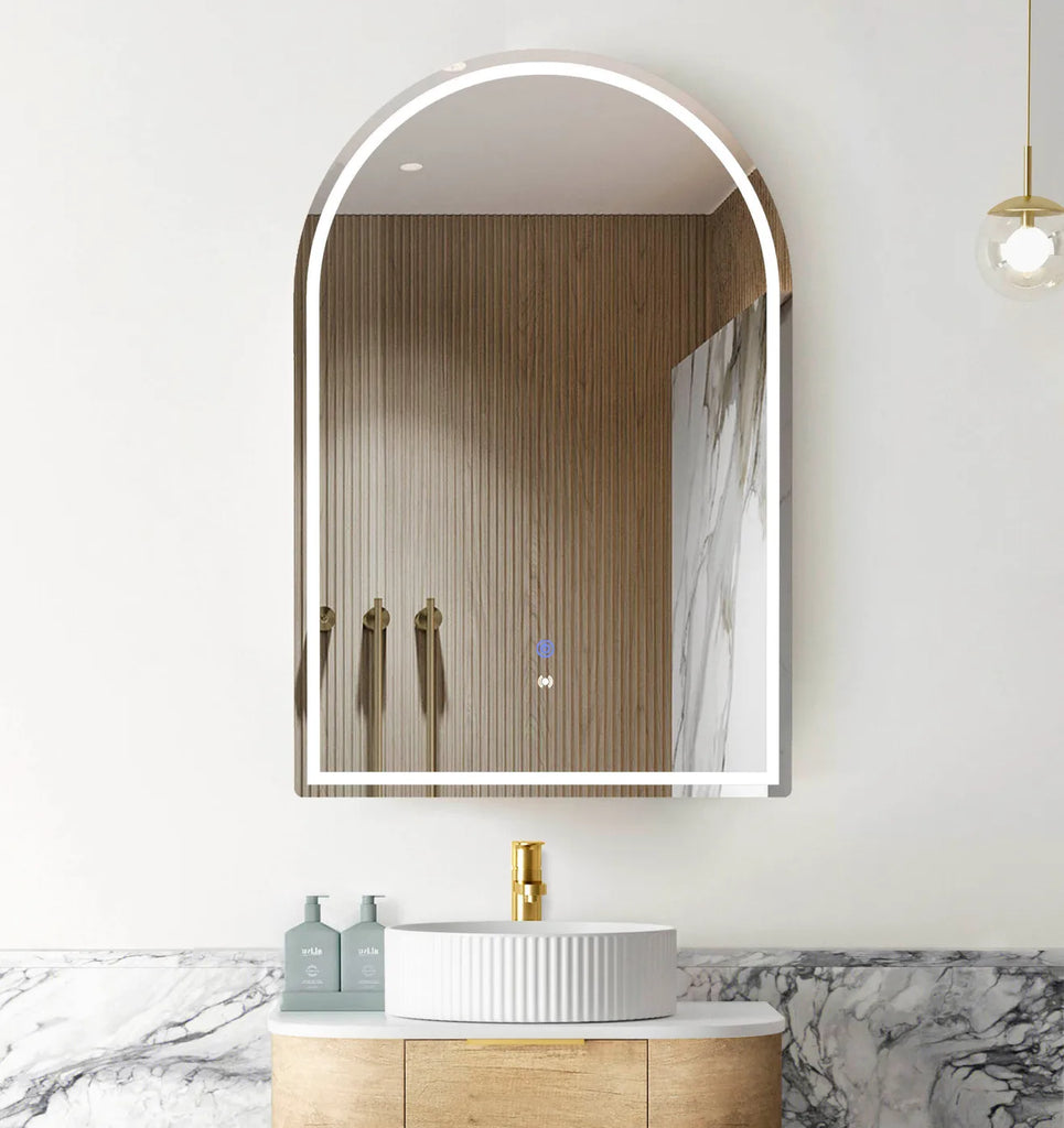 Rhodes Arch LED Shaving Cabinet - Natural Oak