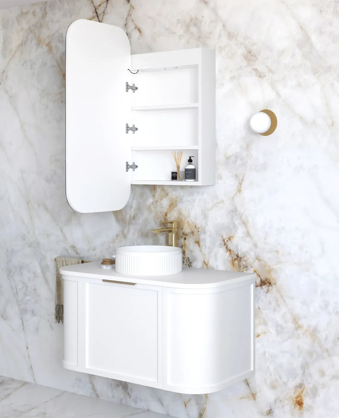 Charlie LED Shaving Cabinet - White
