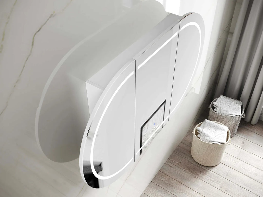 Zara 3 Door Oval LED Shaving Cabinet - White
