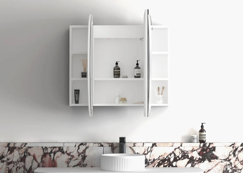Zara 3 Door Oval LED Shaving Cabinet - White