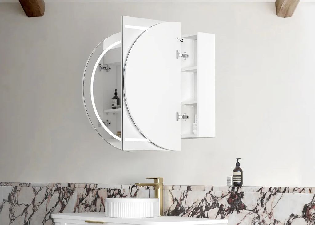 Zara 3 Door Oval LED Shaving Cabinet - White