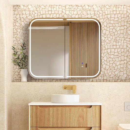 Charlie 2 Door LED Shaving Cabinet - Natural Oak