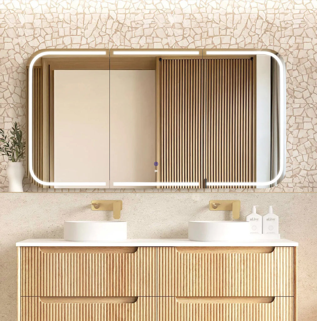 Charlie 3 Door LED Shaving Cabinet - Natural Oak
