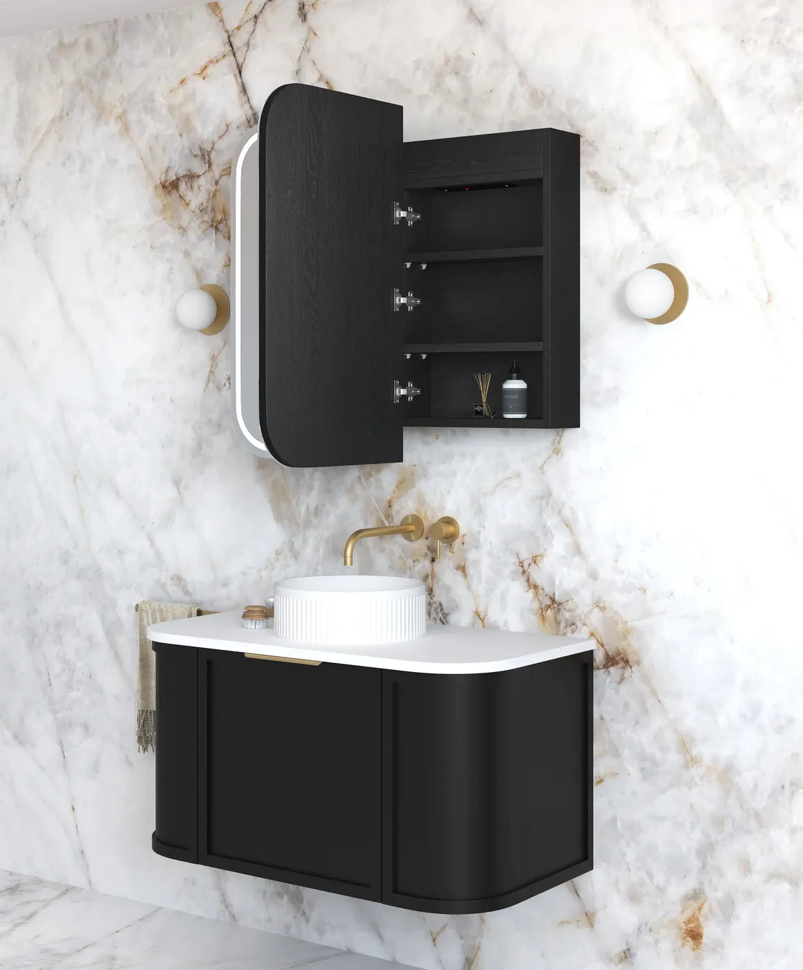 Charlie 2 Door LED Shaving Cabinet - Black