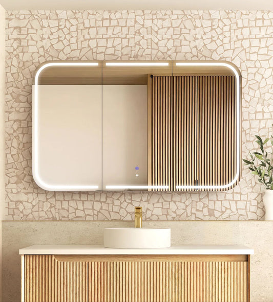 Charlie 3 Door LED Shaving Cabinet - Natural Oak