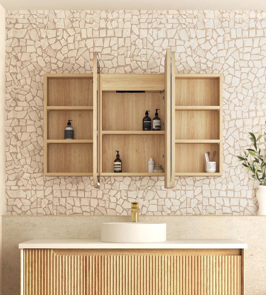 Charlie 3 Door LED Shaving Cabinet - Natural Oak