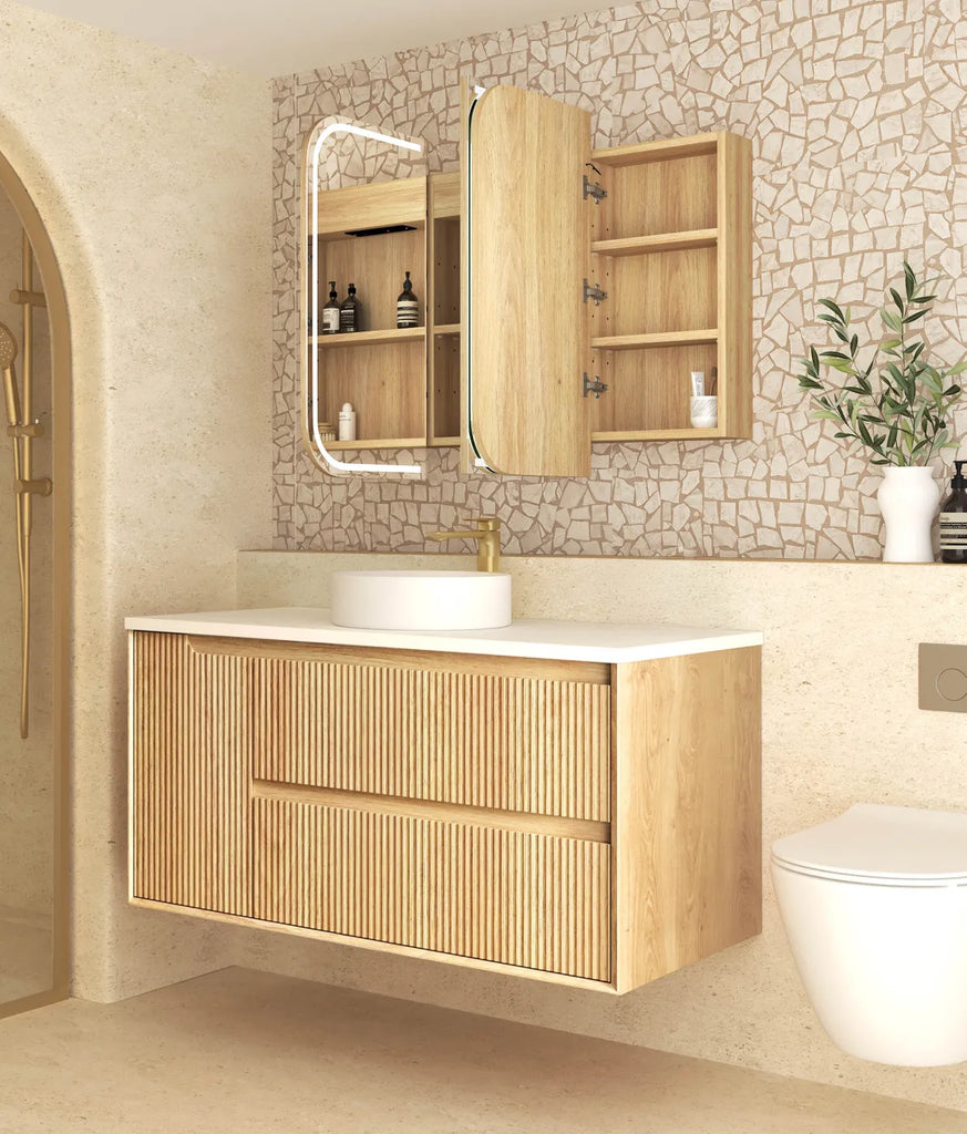 Charlie 3 Door LED Shaving Cabinet - Natural Oak