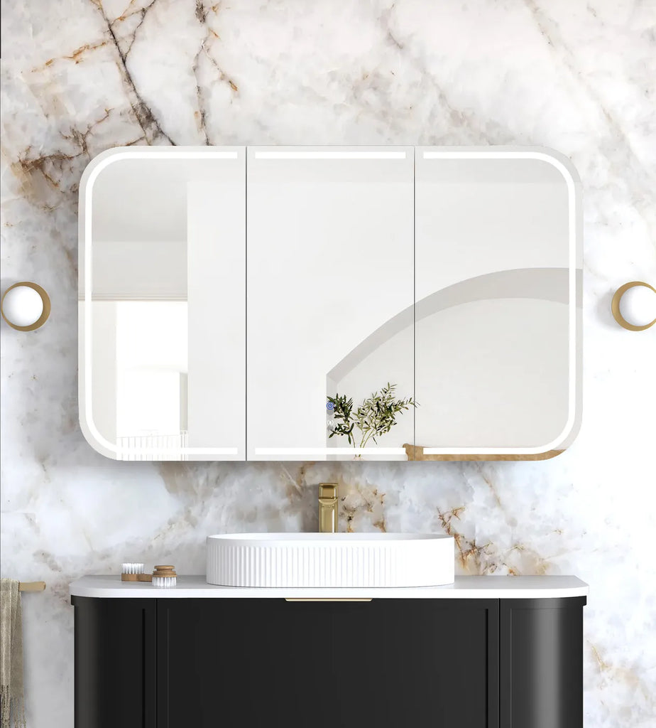 Charlie 3 Door LED Shaving Cabinet - Black Oak