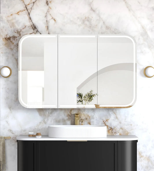 Charlie 3 Door LED Shaving Cabinet - Black Oak