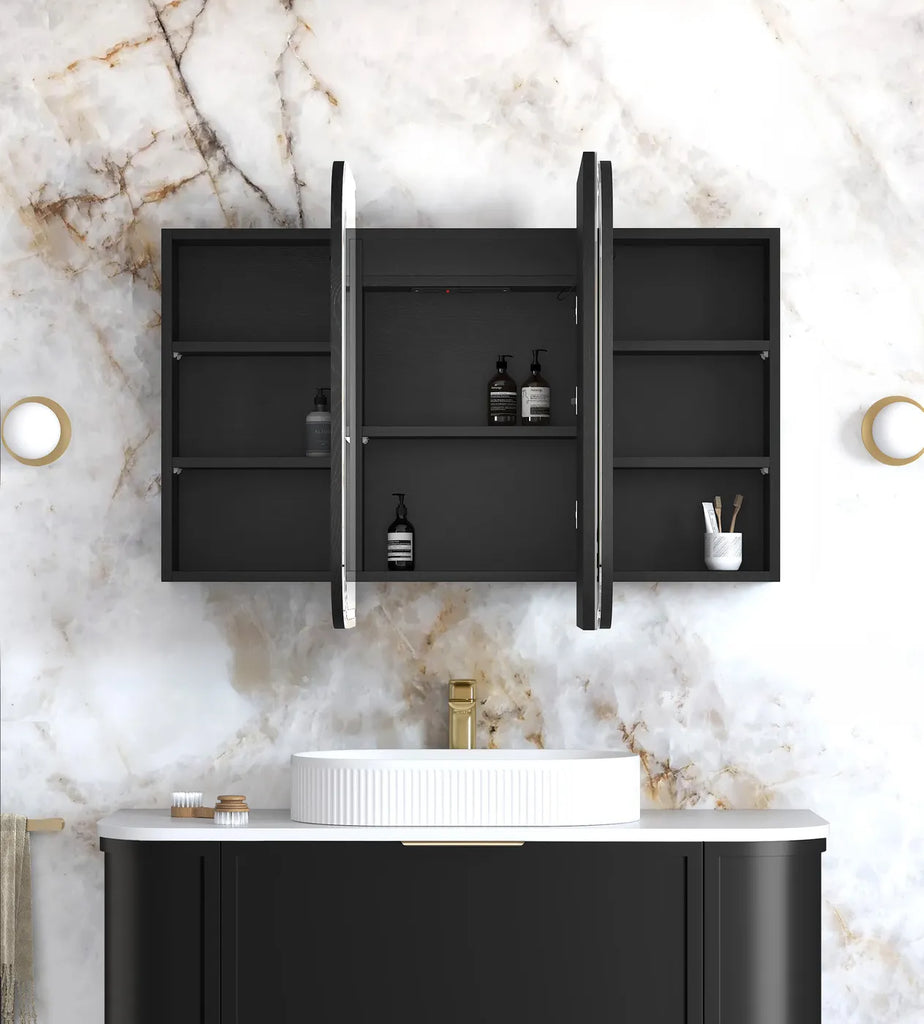 Charlie 3 Door LED Shaving Cabinet - Black Oak