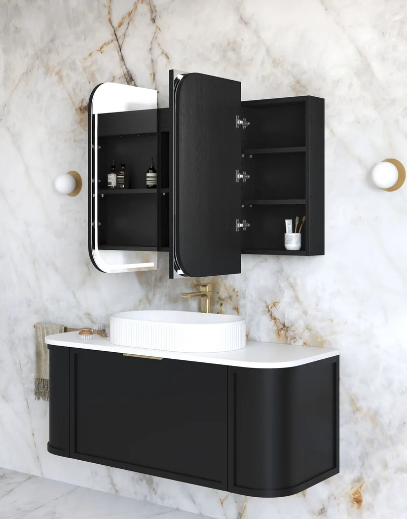 Charlie 3 Door LED Shaving Cabinet - Black Oak