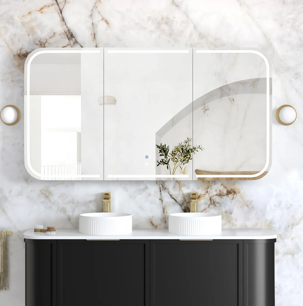 Charlie 3 Door LED Shaving Cabinet - Black Oak