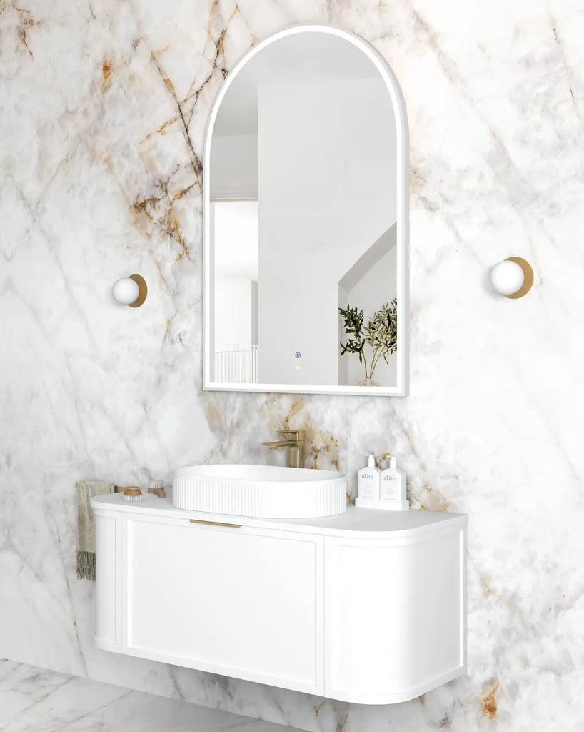 Rhodes White Framed Arched LED Mirror