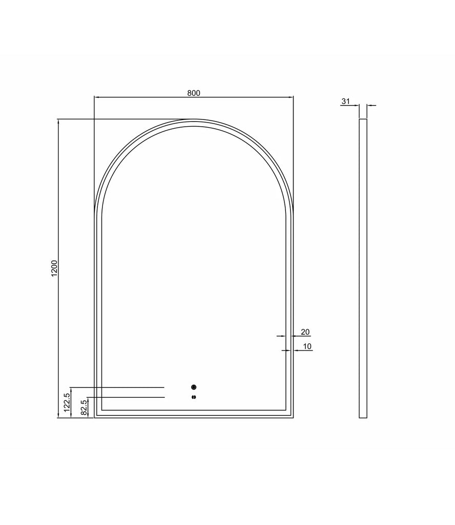 Rhodes Black Arched LED Mirror