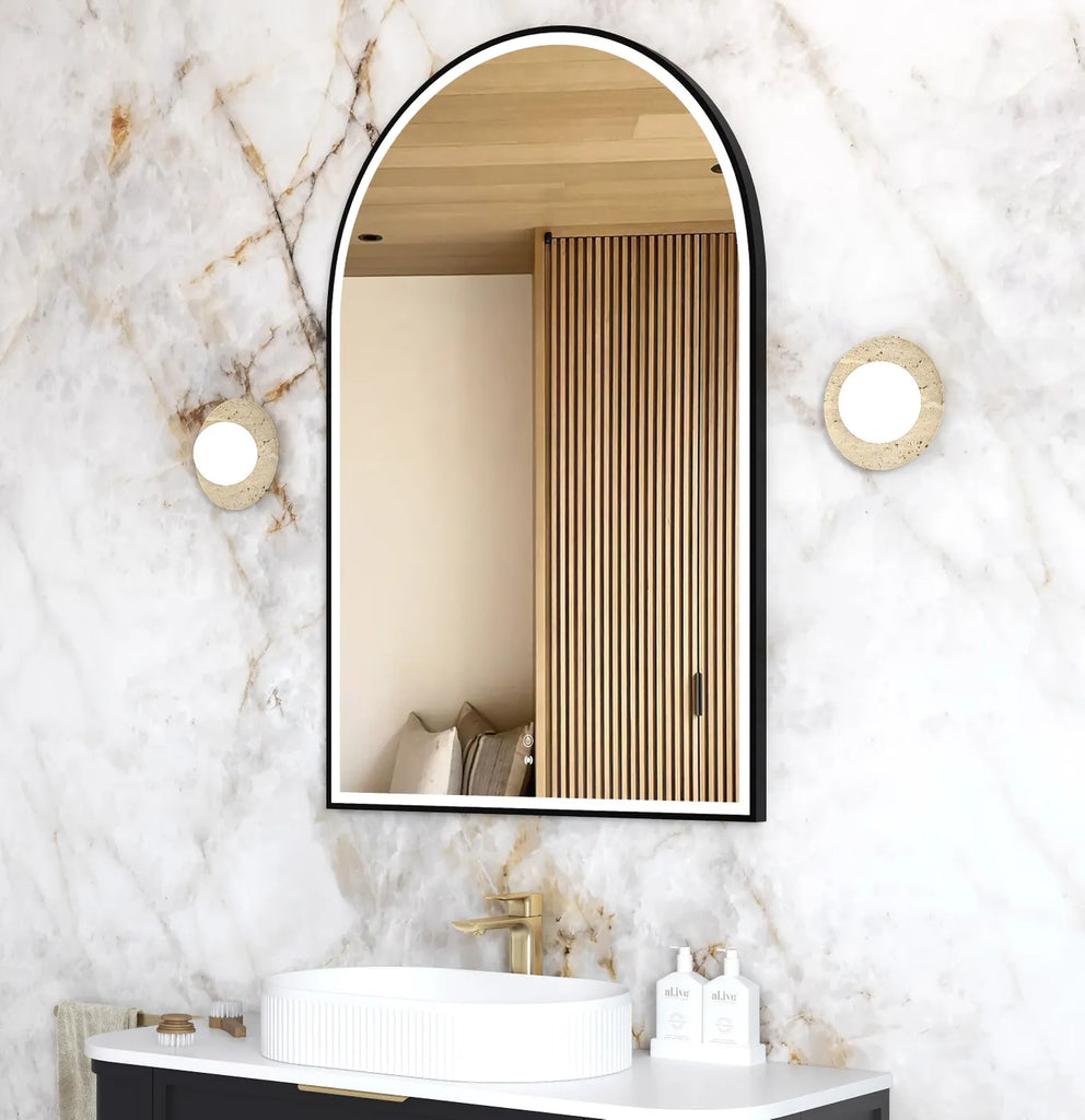 Rhodes Black Arched LED Mirror