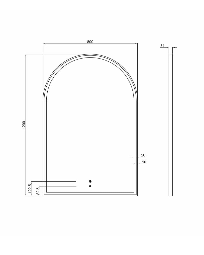 Rhodes Gold Arched LED Mirror