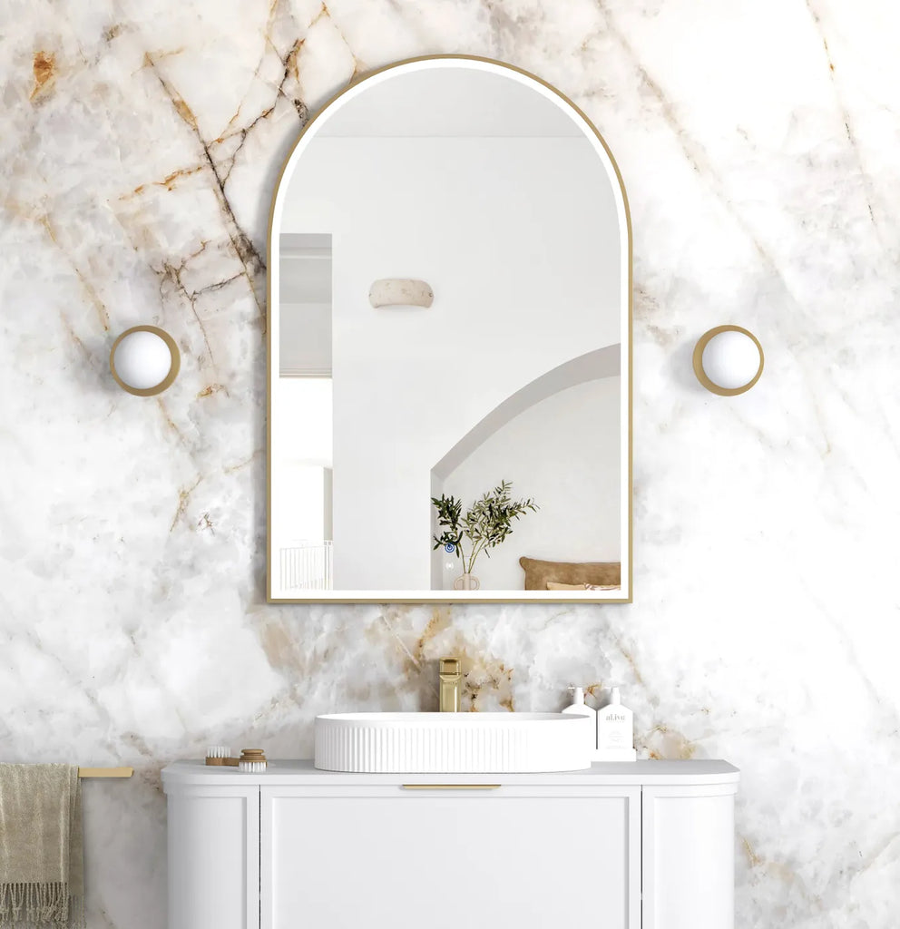 Rhodes Gold Arched LED Mirror