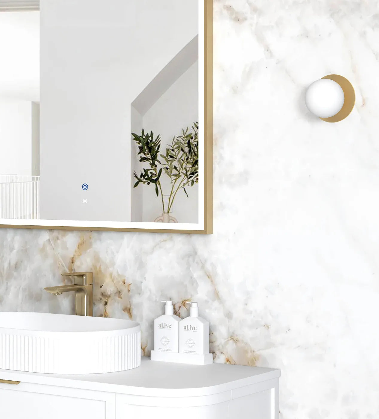 Rhodes Gold Arched LED Mirror