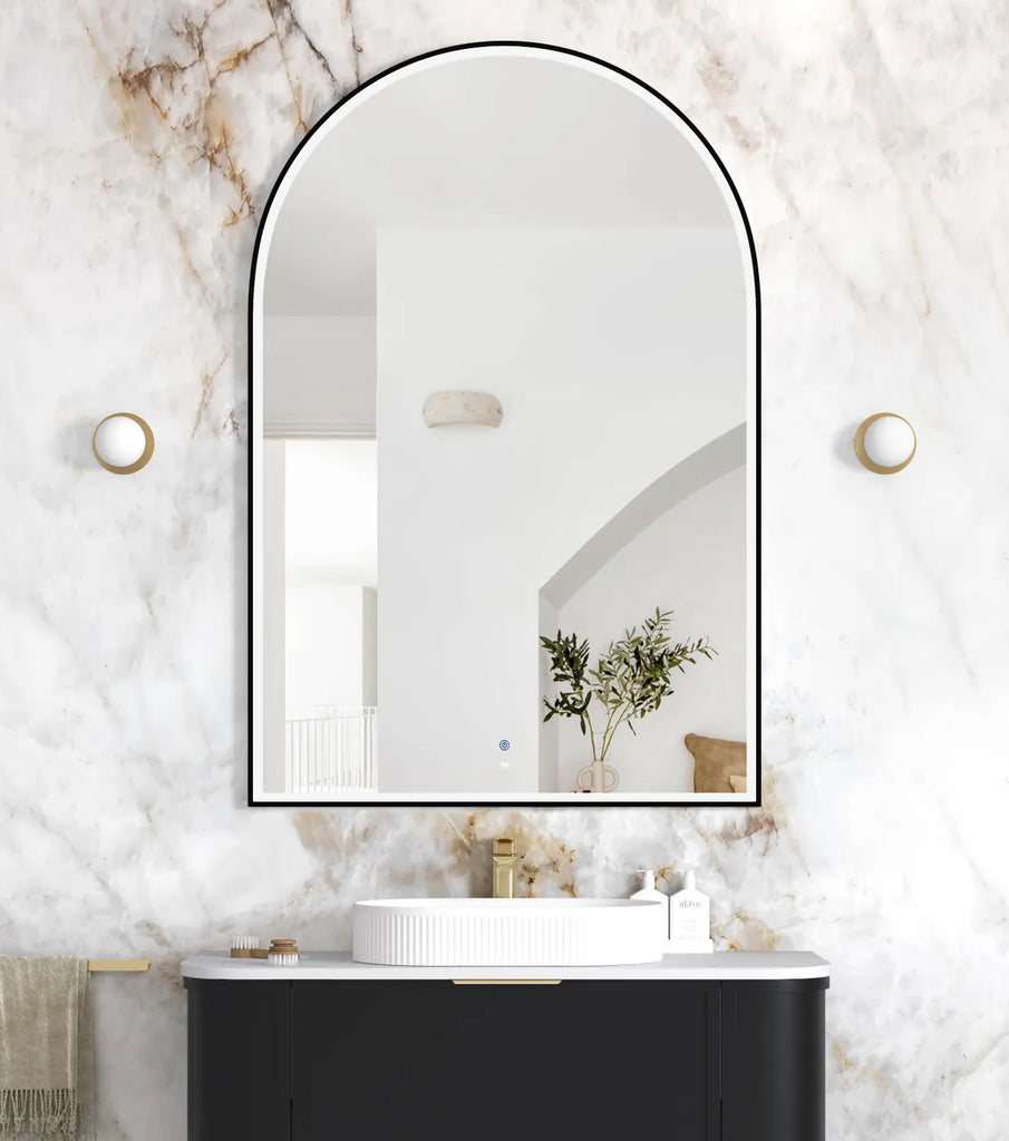 Rhodes Black Arched LED Mirror