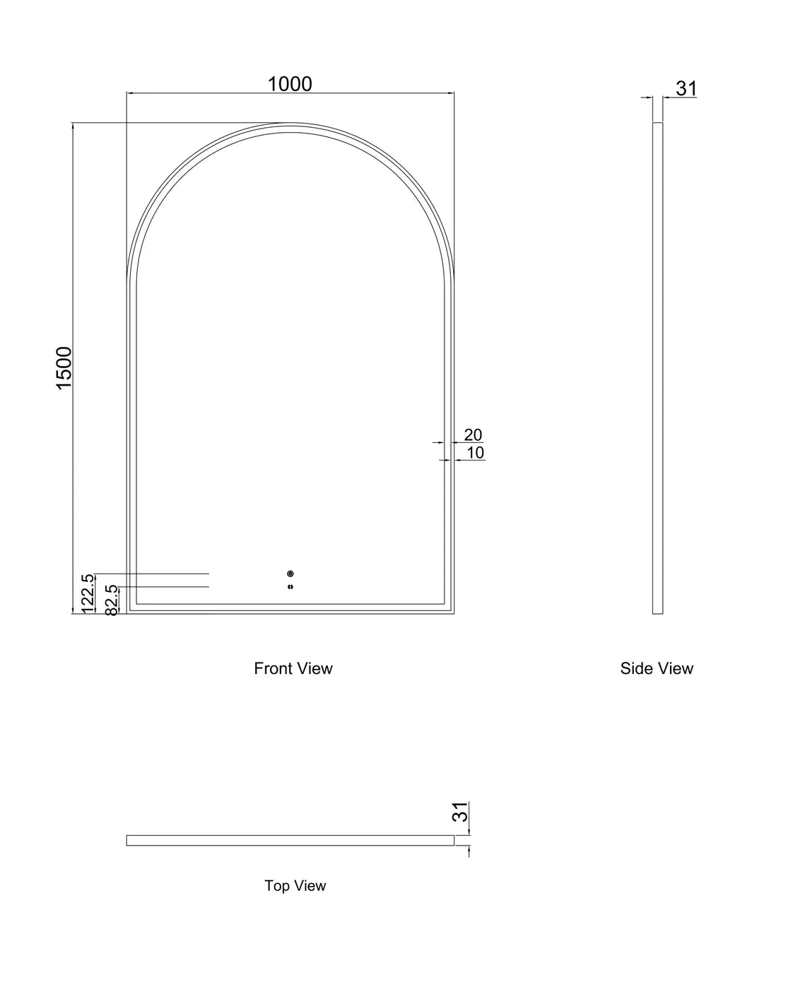 Rhodes Gold Arched LED Mirror