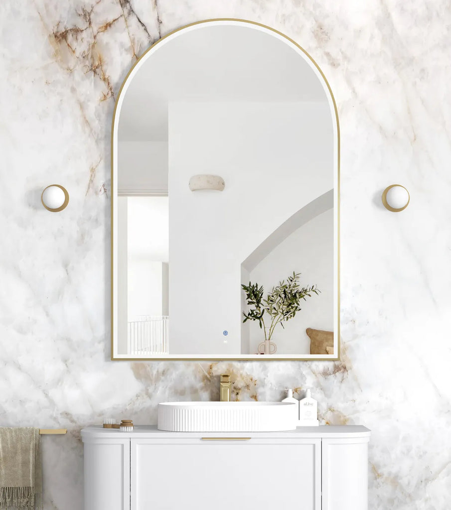 Rhodes Gold Arched LED Mirror