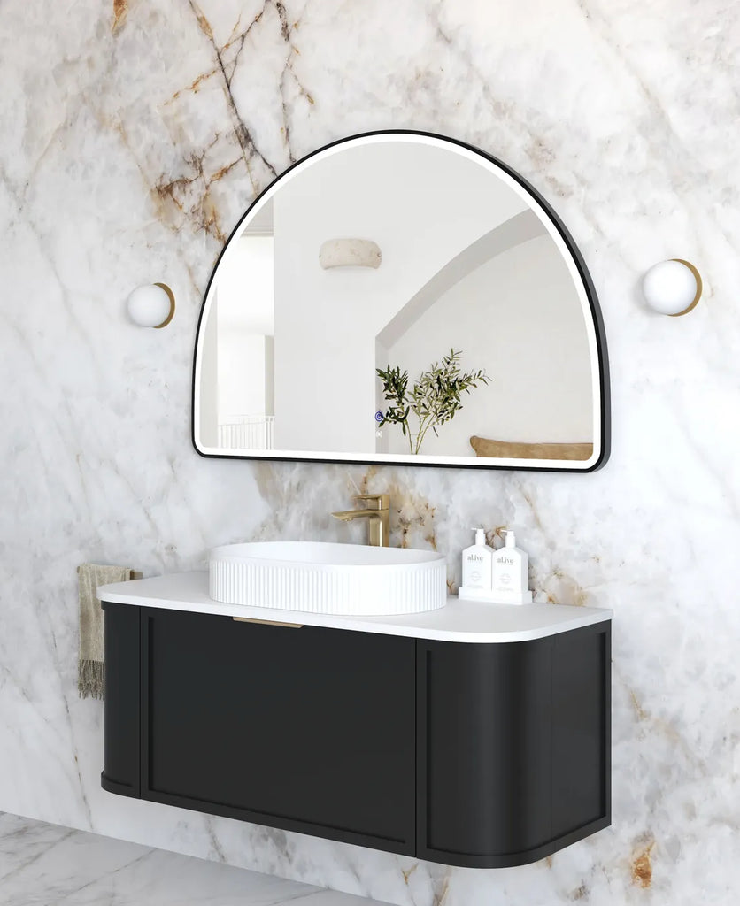 Moon Arched Black Framed LED Mirror