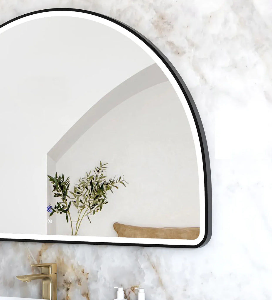 Moon Arched Black Framed LED Mirror
