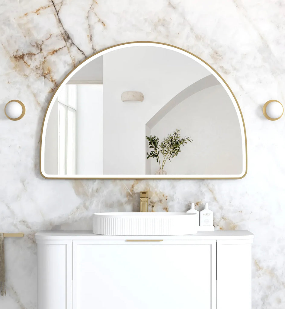 Moon Arched Gold Framed LED Mirror