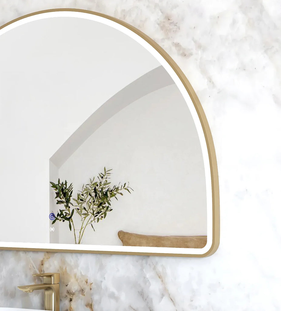 Moon Arched Gold Framed LED Mirror
