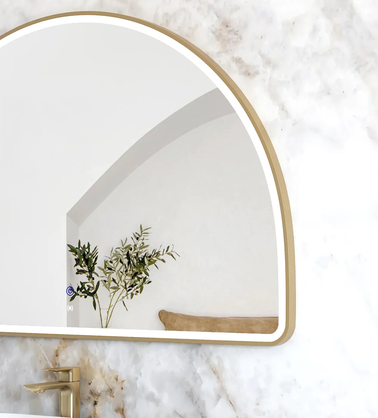 Moon Arched Gold Framed LED Mirror