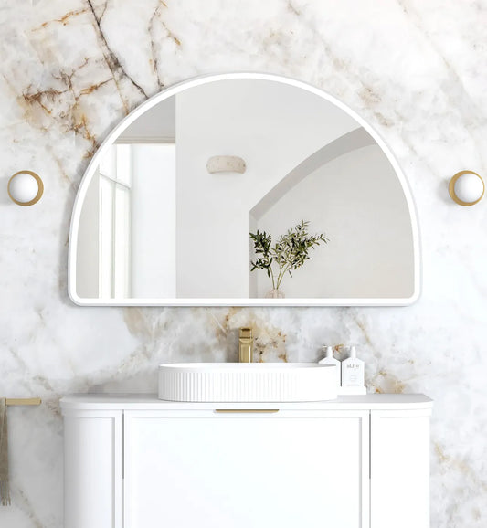 Moon Arched White Framed LED Mirror