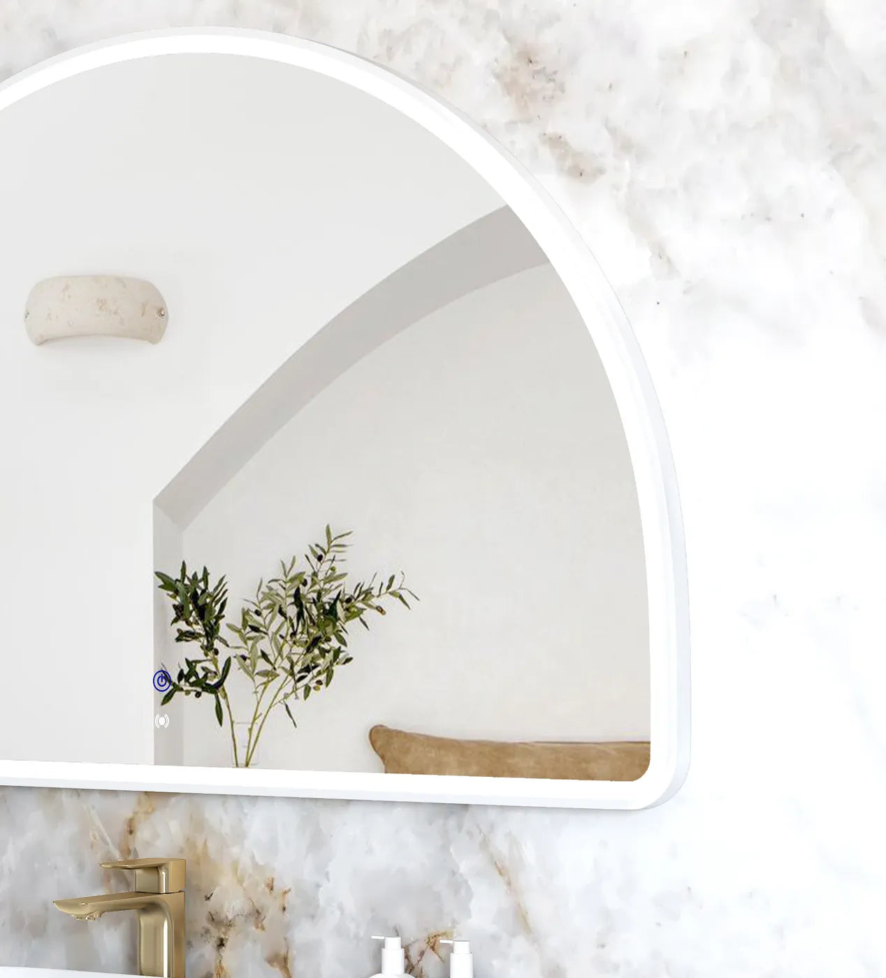 Moon Arched White Framed LED Mirror