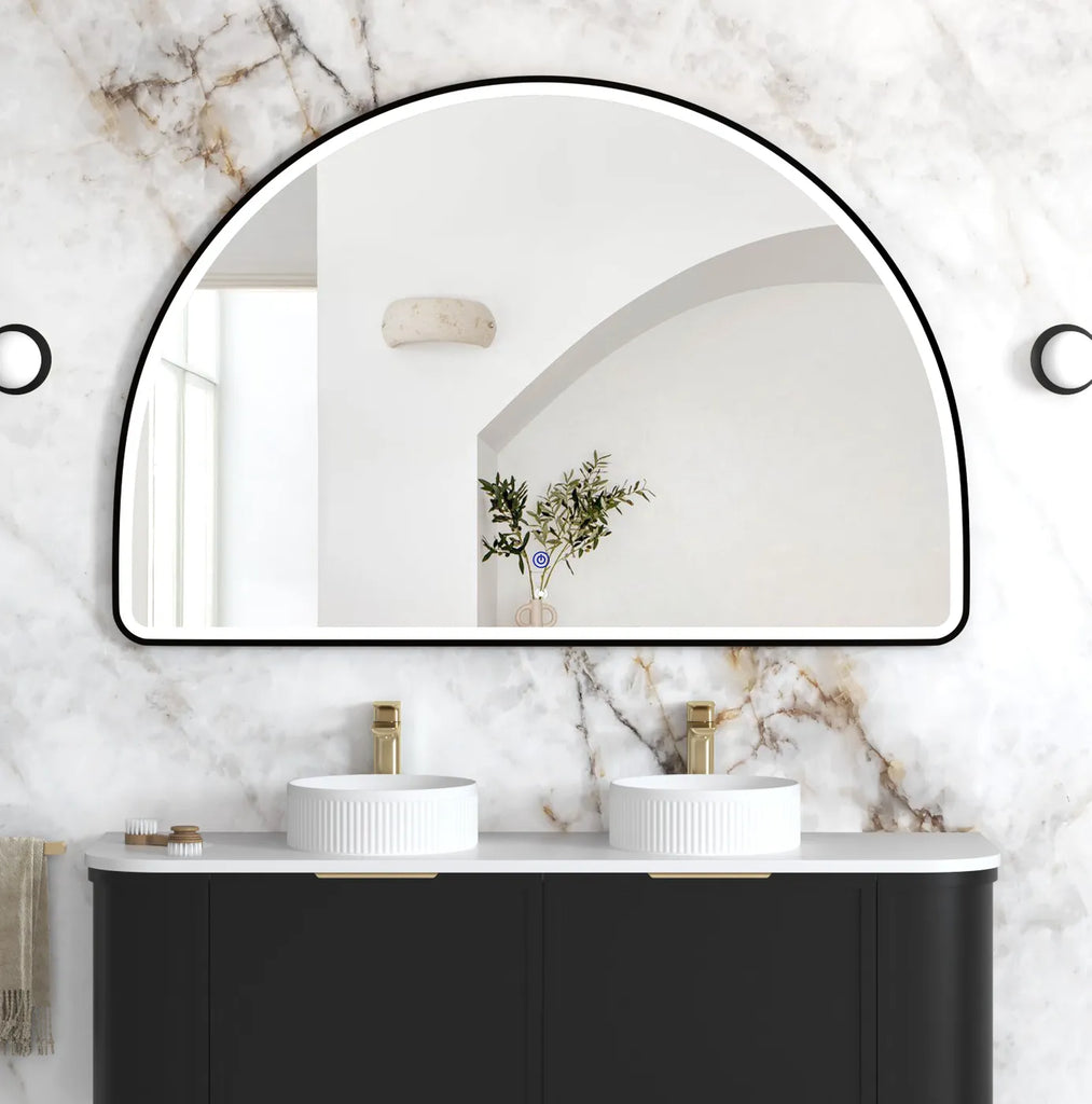 Moon Arched Black Framed LED Mirror