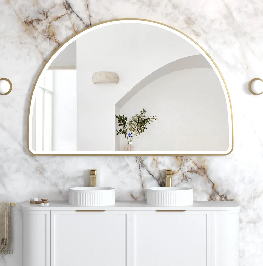 Moon Arched Gold Framed LED Mirror
