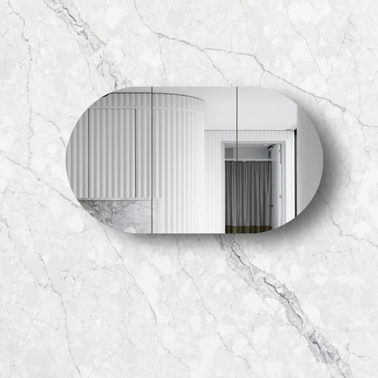 Zara 3 Door Oval Shaving Cabinet - White