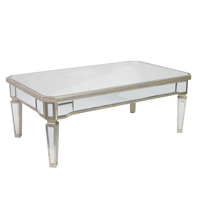 Mirrored Rectangular Coffee Table Antique Ribbed