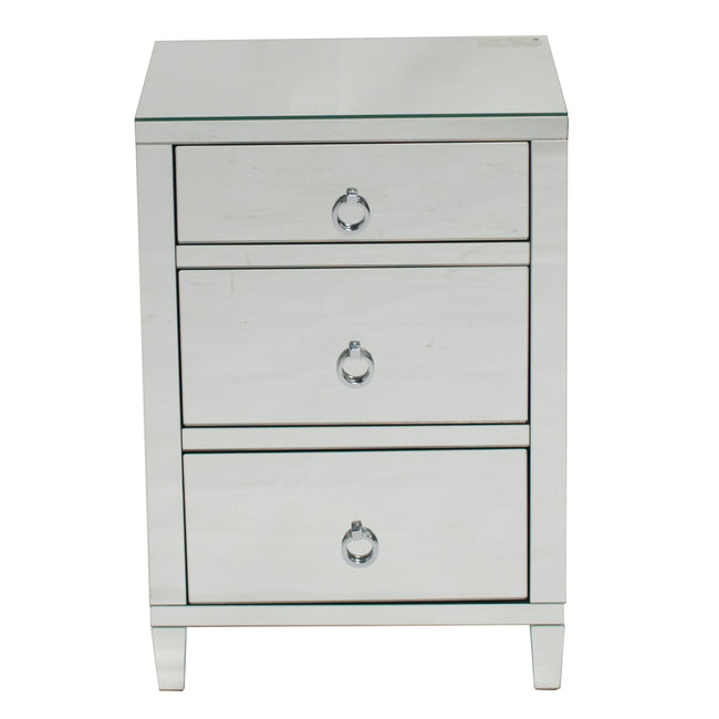 Glamour Mirrored 3 Drawer Bedside