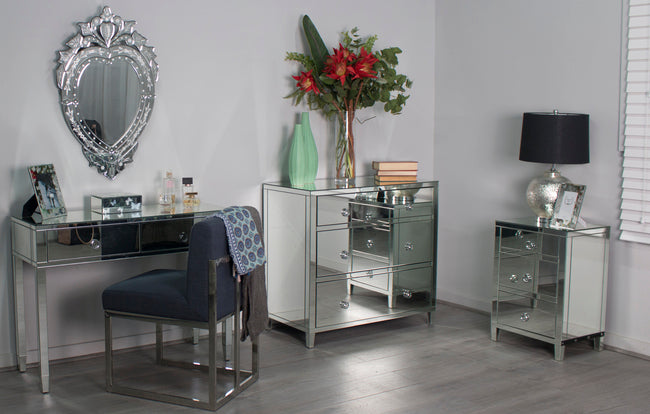 Glamour Mirrored 3 Drawer Bedside